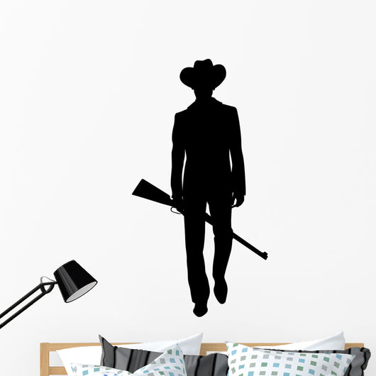 cowboy with winchester black silhouette isolate Wall Decal