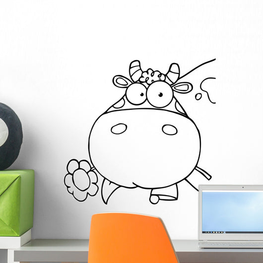 Outlined Cow Head Cartoon