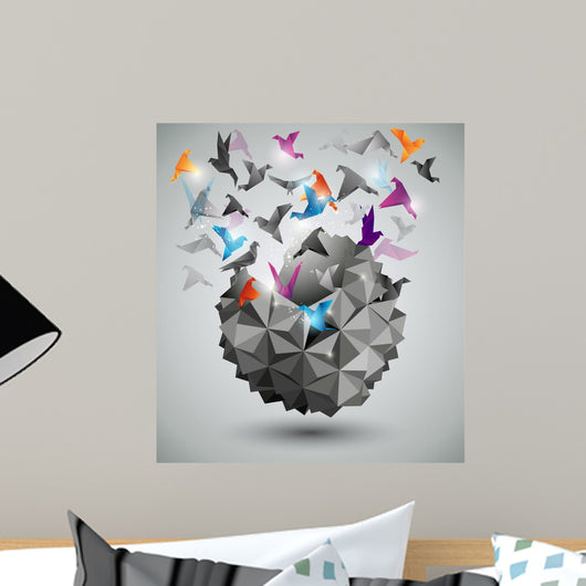 Paper Freedom, Origami abstract vector illustration. Wall Mural