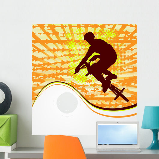 BMX cyclist template vector Wall Decal