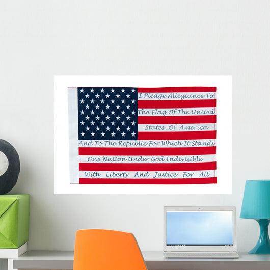 American Flag With The Pledge Of Allegiance Wall Mural