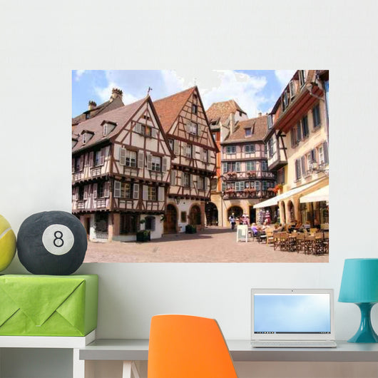 Picturesque Square Alsatian City Wall Decal