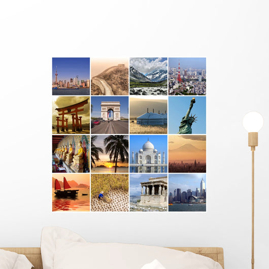 Collage Travel Around the World Wall Mural