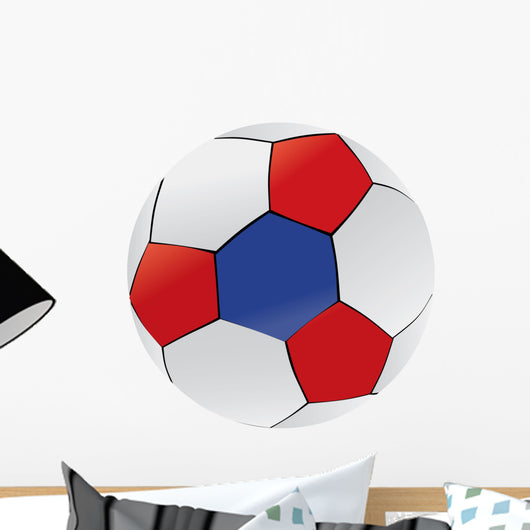 Red White and Blue Soccer Ball Wall Decal