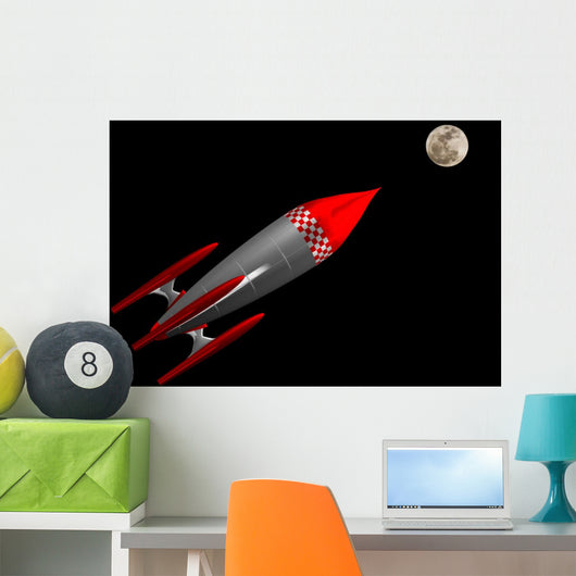 Red and White Rocket Wall Mural