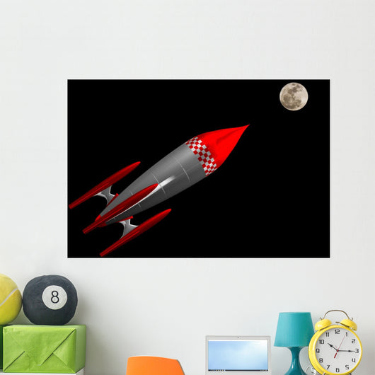 Red and White Rocket Wall Mural