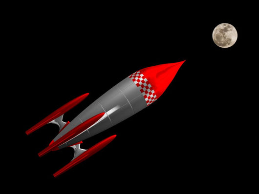 Red and White Rocket Wall Mural