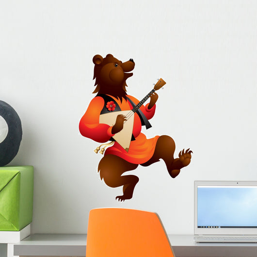 Bear with Balalaika in vector Wall Decal