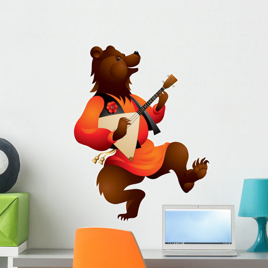 Bear with Balalaika in vector Wall Decal