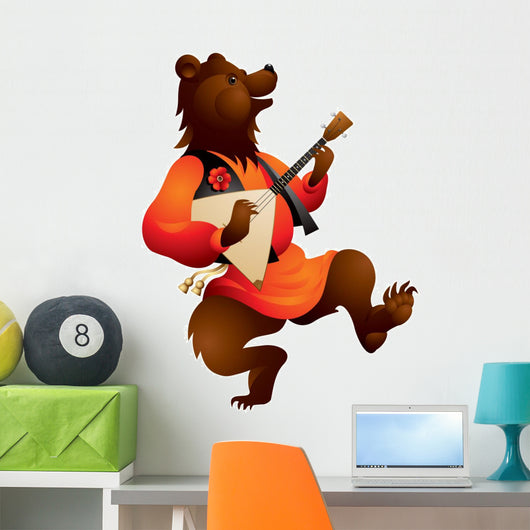 Bear with Balalaika in vector Wall Decal