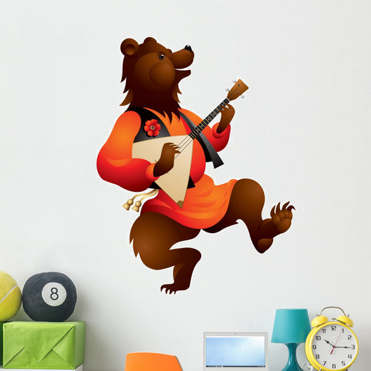 Bear with Balalaika in vector Wall Decal