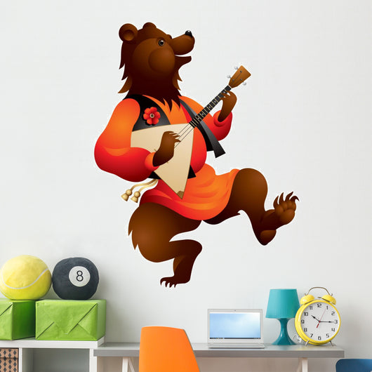 Bear with Balalaika in vector Wall Decal
