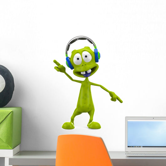 Dj Alien Cartoon Staying Wall Decal