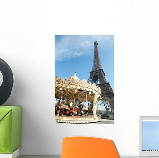 Vintage style carousel in Paris Wall Mural