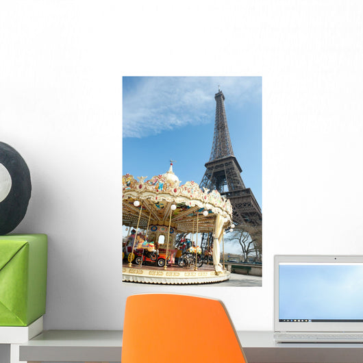 Vintage style carousel in Paris Wall Mural