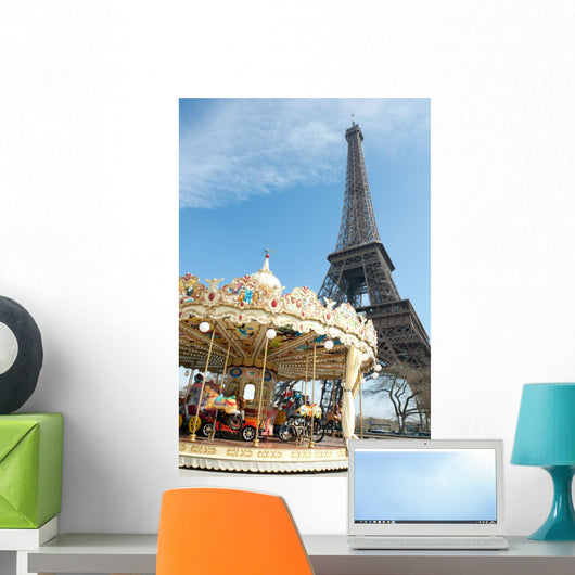 Vintage style carousel in Paris Wall Mural