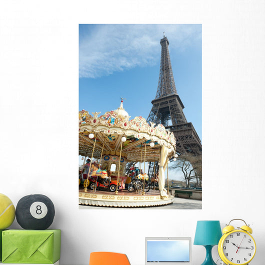 Vintage style carousel in Paris Wall Mural