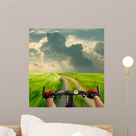 Man with Bicycle Riding