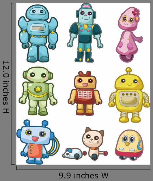 cartoon robot icon set Wall Decal