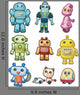 cartoon robot icon set Wall Decal