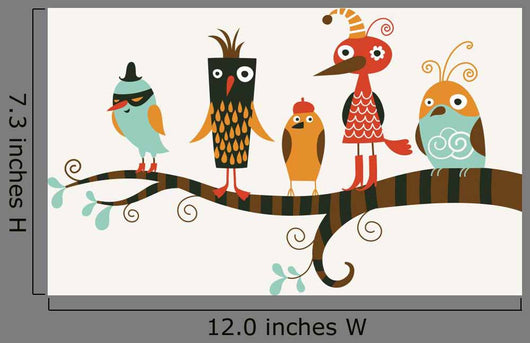 Five Funny Birds Wall Decal