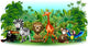 Wild Jungle Animals Wild Animals Background-Vector Wall Decal