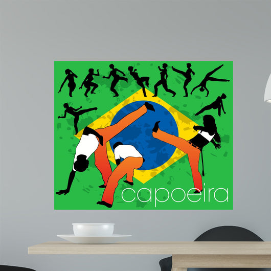 Capoeira silhouettes set Wall Mural