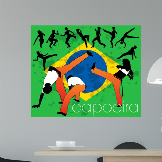 Capoeira silhouettes set Wall Mural