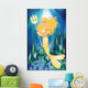 Gold Mermaid with Trident Wall Mural