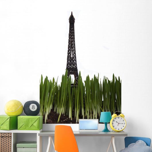 Statue Eiffel Tower Green Wall Decal