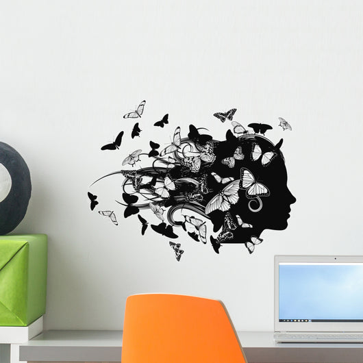 Beautiful Woman with Butterfly Wall Mural