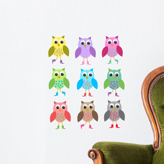 Colourful Owls Wall Decal