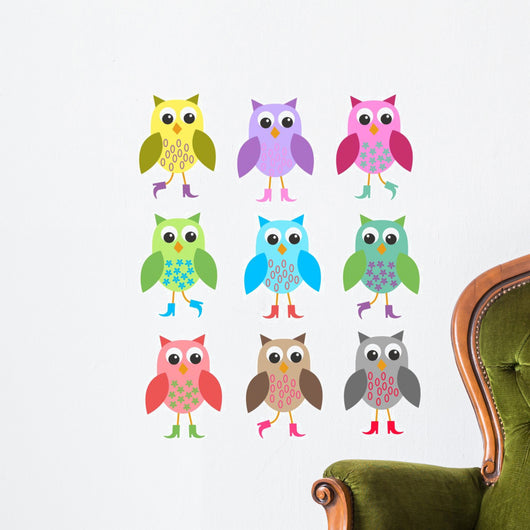 Colourful Owls Wall Decal