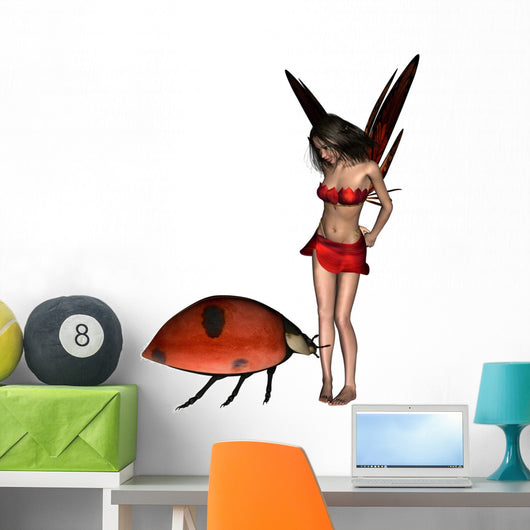 Red Ladybird Fairy Wall Decal