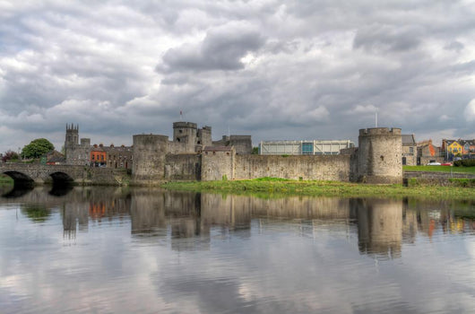 King John Castle in Limerick with reflection in Shannon river Wall Mural