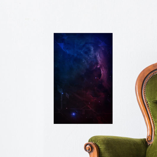Vertical Outer Space Nebula Blueprint Wall Mural
