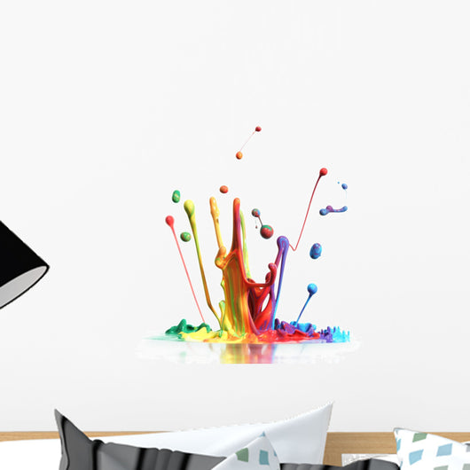 Colorful Paint Splashing Isolated on White Wall Decal