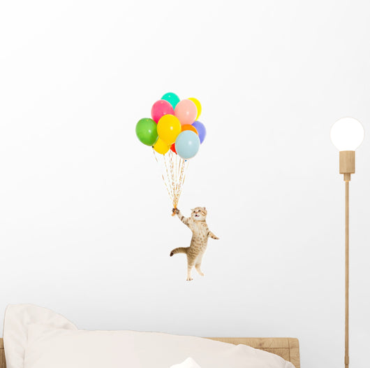 Balloon Floating Kitten Wall Decal