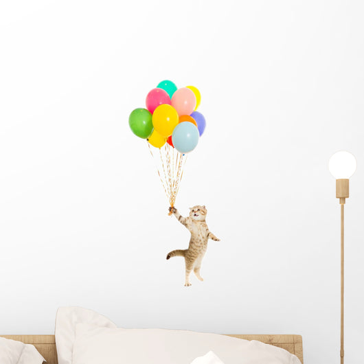 Balloon Floating Kitten Wall Decal