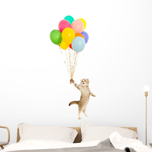 Balloon Floating Kitten Wall Decal