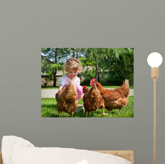 Girl Feeding Chickens