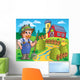 Country Scene with Red Wall Decal Design 6