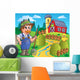 Country Scene with Red Wall Decal Design 6