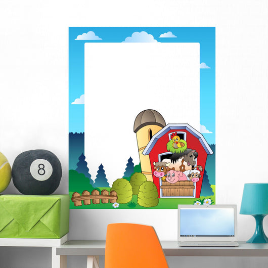 Country Frame with Red Wall Decal Design 2