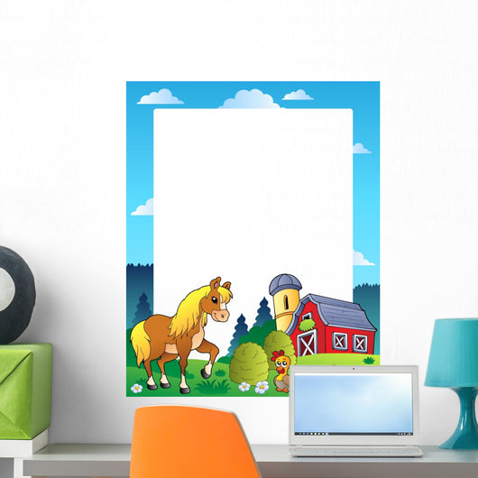 Country Frame with Red Wall Decal Design 1