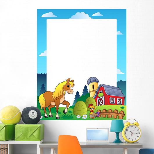 Country Frame with Red Wall Decal Design 1