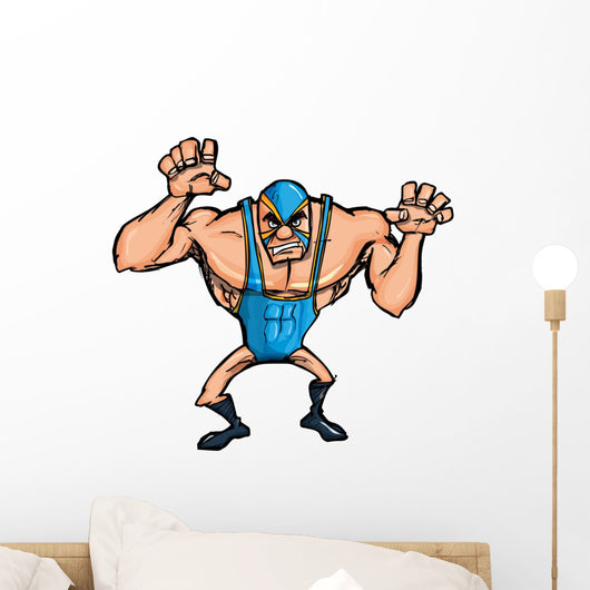 Angry Cartoon Wrestler with Wall Decal