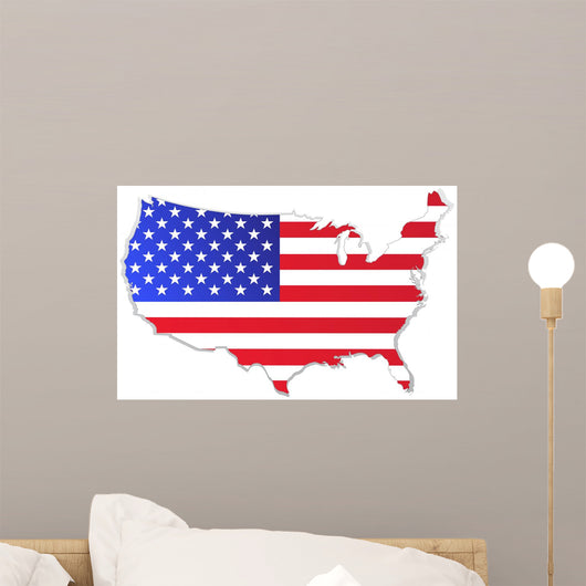USA Map with Flag Wall Decal