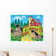 Country Scene with Red Wall Decal Design 5