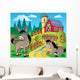 Country Scene with Red Wall Decal Design 5